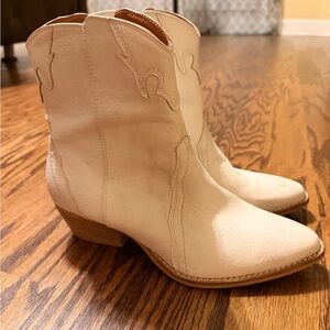 Off-White Western Ankle Boots with Side Zip
